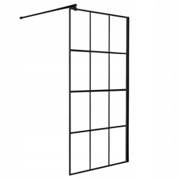 Ścianka prysznicowa 120cm profile czarne szkło kratka BK251T12A6 + powłoka