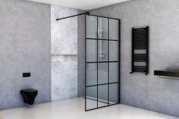 Ścianka prysznicowa 120cm profile czarne szkło kratka BK251T12A6 + powłoka