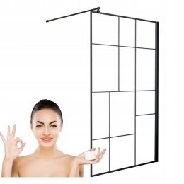 Ścianka prysznicowa 120cm profile czarne szkło tetris BK251T12A7 + powłoka