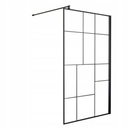Ścianka prysznicowa 120cm profile czarne szkło tetris BK251T12A7 + powłoka