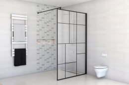 Ścianka prysznicowa 90cm profile czarne szkło tetris BK251T09A7 + powłoka