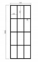 Ścianka prysznicowa 80cm profile czarne szkło kratka BK251T08A6 + powłoka