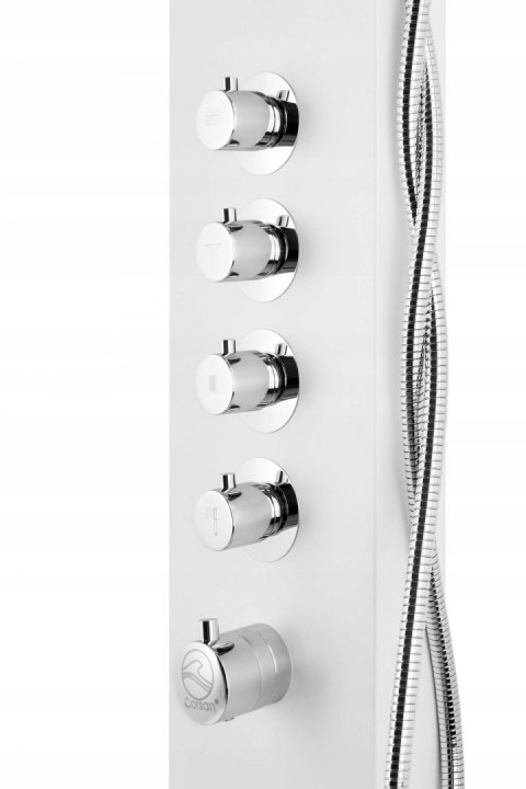 CORSAN Panel prysznicowy z termostatem biały, deszczownica kaskada A-014AT