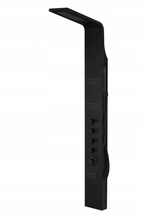 CORSAN Panel prysznicowy czarny, deszczownica kaskada A-014AM