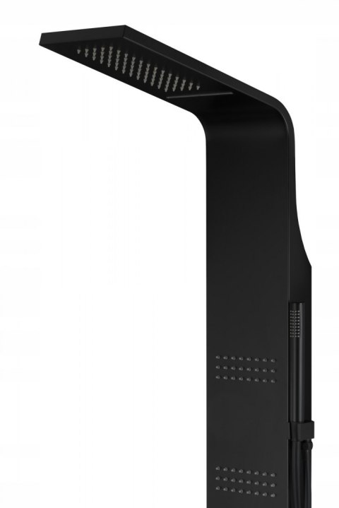 CORSAN Panel prysznicowy czarny, deszczownica kaskada A-014AM