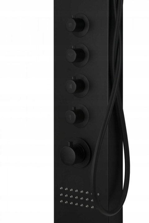 CORSAN Panel prysznicowy czarny, deszczownica kaskada A-014AM