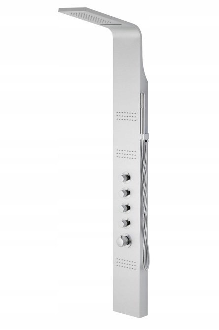CORSAN Panel prysznicowy srebrny z termostatem, deszczownica kaskada A-014AM