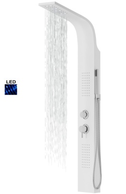 CORSAN Panel prysznicowy biały z termostatem i oświetleniem LED ALTO A017TWHLED
