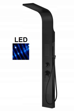 CORSAN Panel prysznicowy czarny z oświetleniem LED ALTO A-017M
