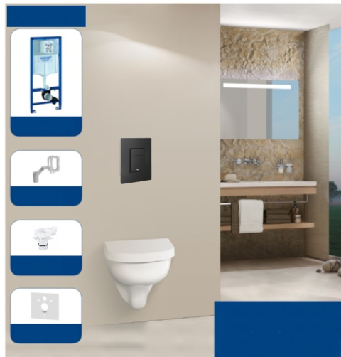 GROHE Stelaż podtynkowy WC czarny przycisk z reduktorem przepływu 1000046 GROHE Stelaż podtynkowy WC czarny przycisk z reduktorem przepływu 1000046