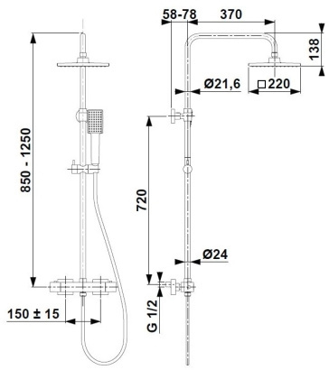 KFA Zestaw prysznicowy z termostatem LOGON czarny 5746-910-81 KFA Zestaw prysznicowy z termostatem LOGON czarny 5746-910-81