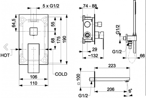 KFA Zestaw wannowy podtynkowy ścienny LOGON chrom 5139-401-00 KFA Zestaw wannowy podtynkowy ścienny LOGON chrom 5139-401-00