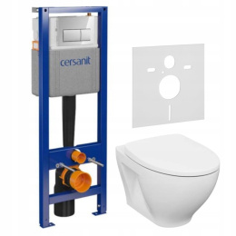 Cersanit Zestaw podtynkowy WC z miską bezkołnierzową Savio Clean ON przycisk chrom S701-828