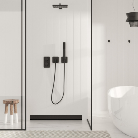 BALNEO Odpływ liniowy ścienny boczny dwustronny 60cm W-DRAIN czarny