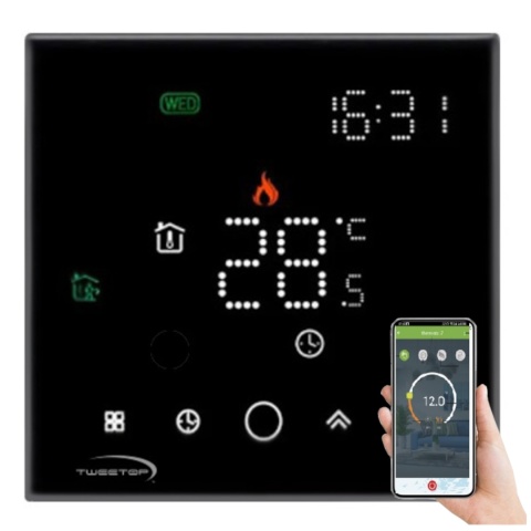 TWEETOP Sterownik, regulator przewodowy termostat czarny 06038407 WIFI