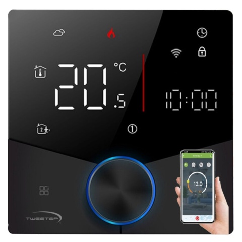 TWEETOP Sterownik, regulator przewodowy termostat czarny + WIFI 06038415