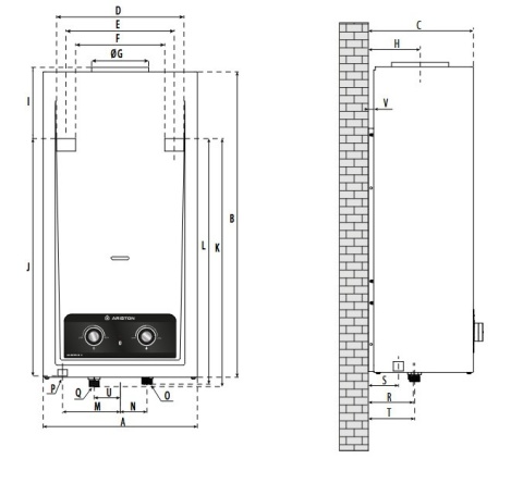 ARISTON Gazowy przepływowy podgrzewacz wody AKROS R X 1120 4332009