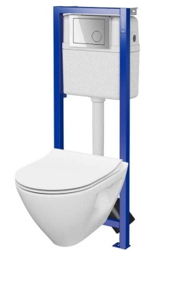 Cersanit Zestaw podtynkowy WC stelaż 40cm z miską bezkołnierzową Mille Plus Clean On przycisk chrom