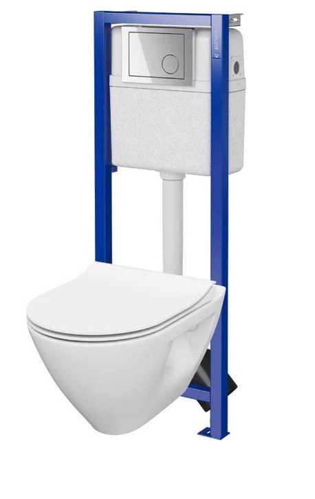 Cersanit Zestaw podtynkowy WC stelaż 40cm z miską bezkołnierzową Mille Plus Clean On przycisk chrom