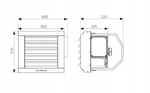 FLOWAIR Nagrzewnica elektryczna 5,3-10,8 kW z konsolą montażową i sterownikiem 52040