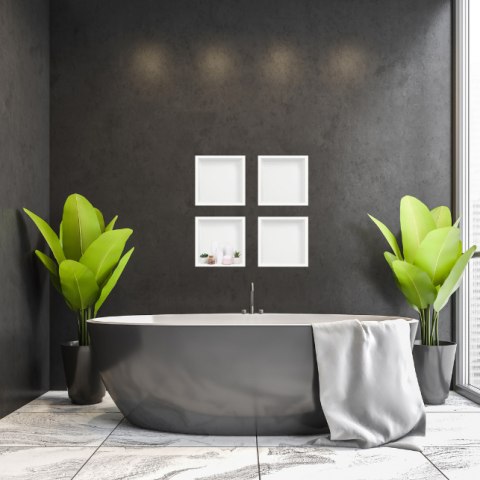 Balneo Półka wnękowa z kołnierzem 30x30x10cm biała OB-WH2 Balneo Półka wnękowa z kołnierzem 30x30x10cm biała OB-WH2