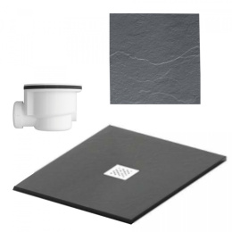 Brodzik z konglomeratu ciemnoszary STONE GRAY 90x90x2,5cm STFDG909025