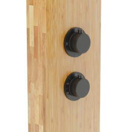 CORSAN Panel prysznicowy z termostatem drewno bambusowe czarne wykończenia B-231T