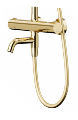 CORSAN Zestaw prysznicowy złoty z wylewką wannową z termostatem LUGO CMN01TGLW