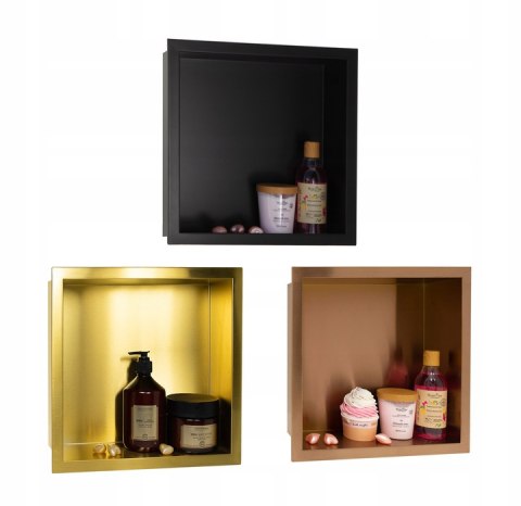 Balneo Półka wnękowa z kołnierzem 30x30x10cm czarna OB-BL2 Balneo Półka wnękowa z kołnierzem 30x30x10cm czarna OB-BL2