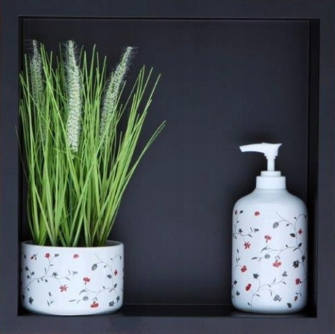 Balneo Półka wnękowa z kołnierzem 30x30x7cm czarna OB-BL1