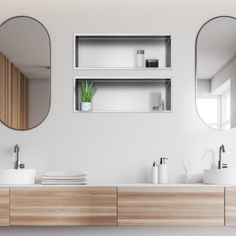 Balneo Półka wnękowa z kołnierzem 60x20x10cm INOX B0101010110-3 Balneo Półka wnękowa z kołnierzem 60x20x10cm INOX B0101010110-3