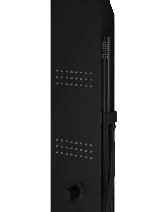 CORSAN Panel prysznicowy czarny, deszczownica kaskada A-014AM