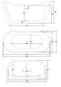 CORSAN Wanna wolnostojąca NAUTI 160cm + syfon czarny 649179