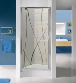 SANPLAST Drzwi prysznicowe otwierane 80cm, szkło sitodruk W15 , profile srebrny połysk 600-271-1030-38-231 * OUTLET*